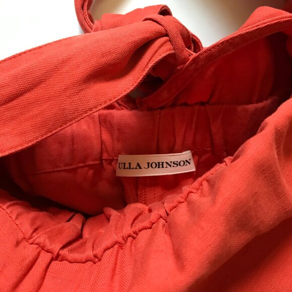 Ulla Johnson Viola Jumpsuit Womens 4 Chili Orange Linen Wide Leg Ruffled Ankle - Picture 8 of 15